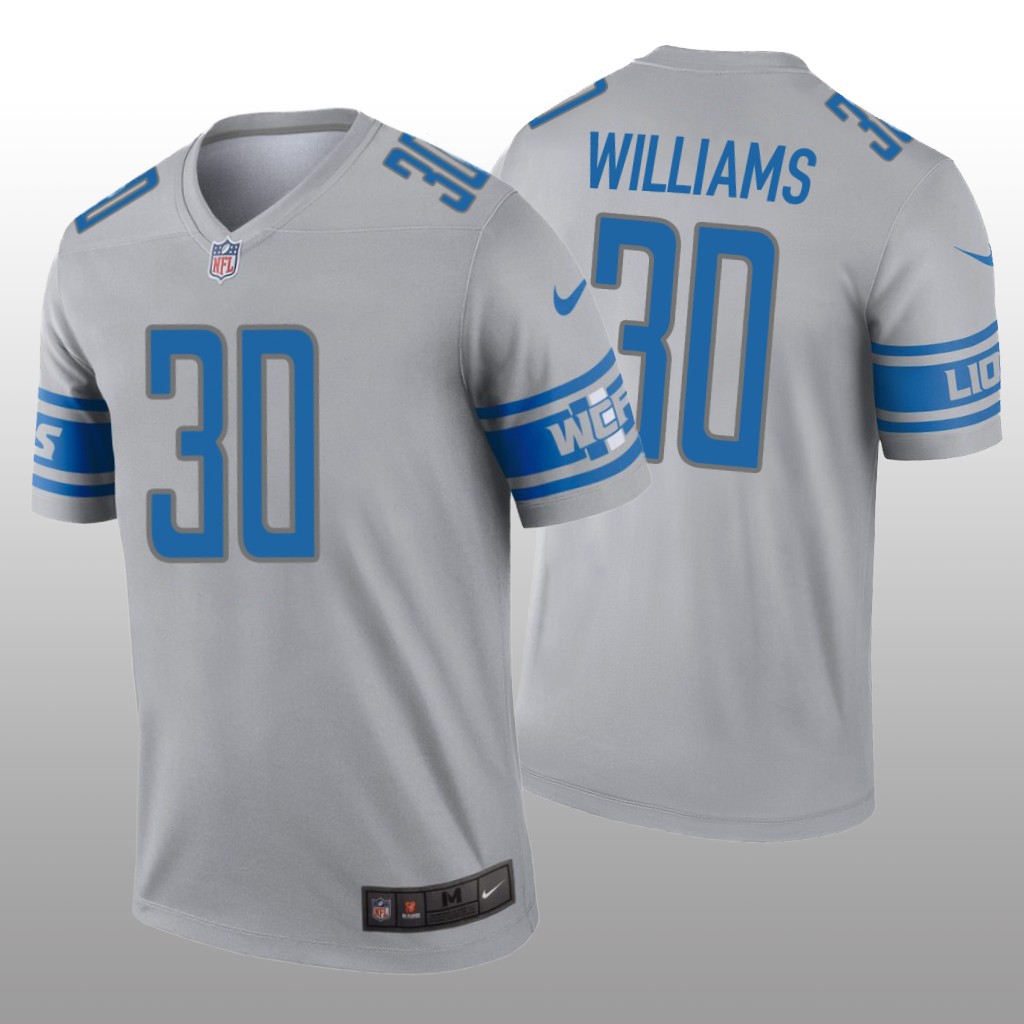 Detroit Lions Jamaal Williams Gray Jersey Inverted Legend - Men's