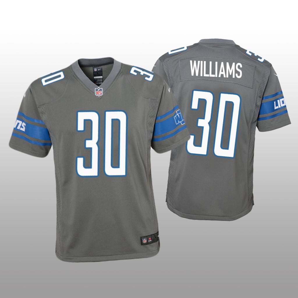 Detroit Lions Jamaal Williams Steel Jersey Color Rush Game - Youth