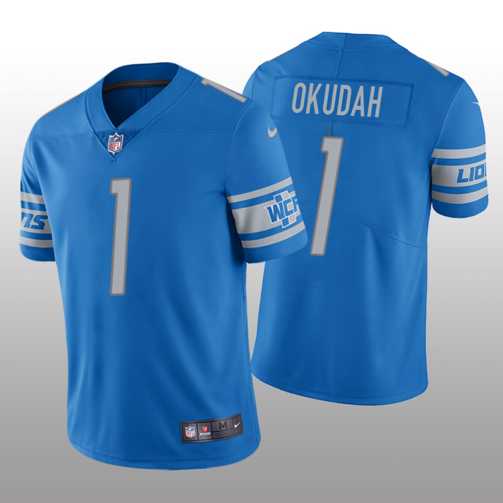 Detroit Lions Jeff Okudah Light Blue Jersey Vapor Limited - Men's
