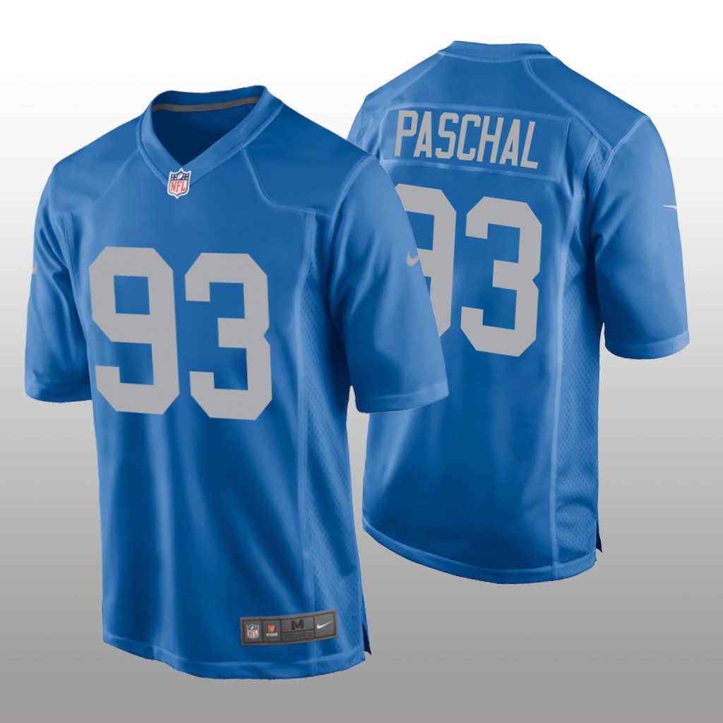 Detroit Lions Josh Paschal Blue Jersey Throwback Game - Men's