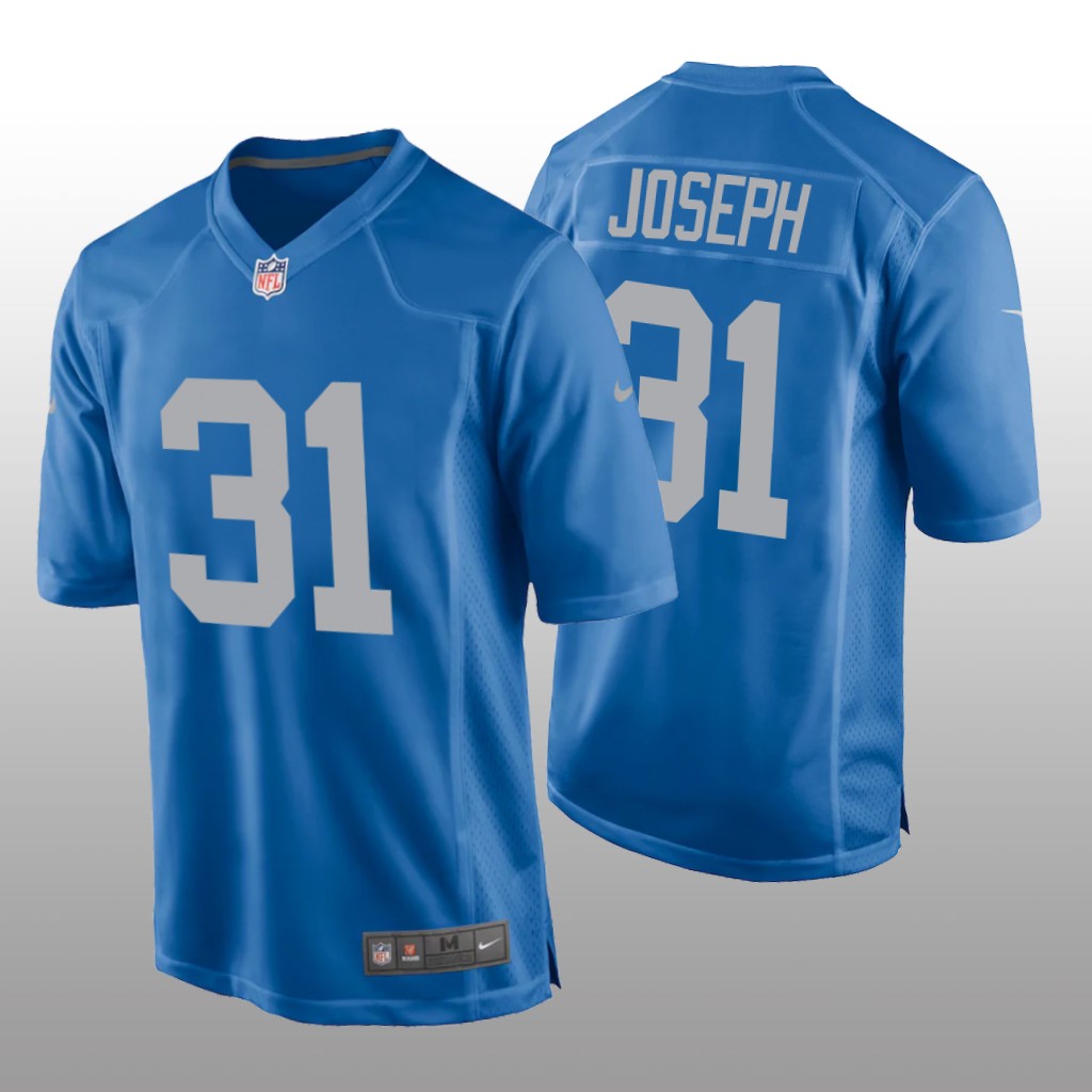 Detroit Lions Kerby Joseph Blue Jersey Throwback Game - Men's