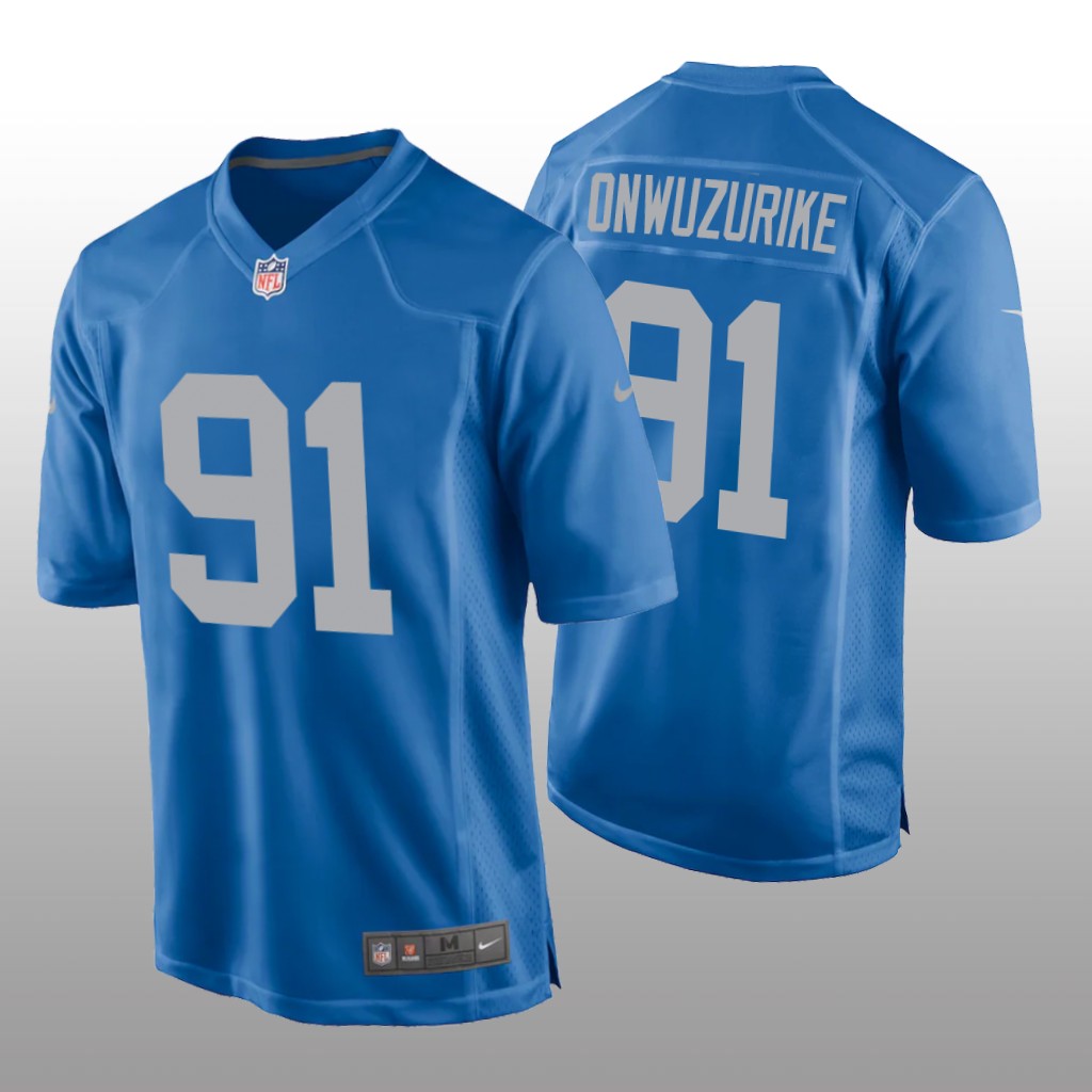 Detroit Lions Levi Onwuzurike Blue Jersey Throwback Game - Men's