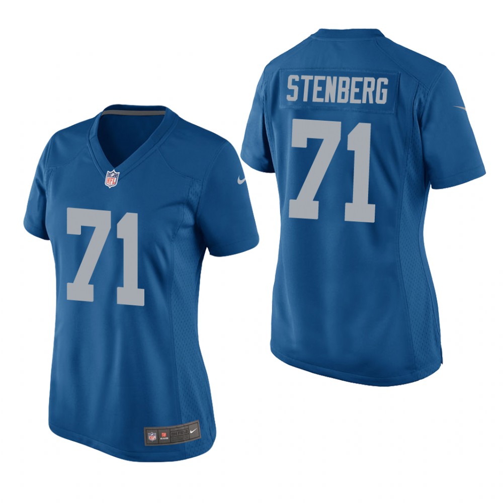 Detroit Lions Logan Stenberg Blue Jersey Throwback Game - Women's