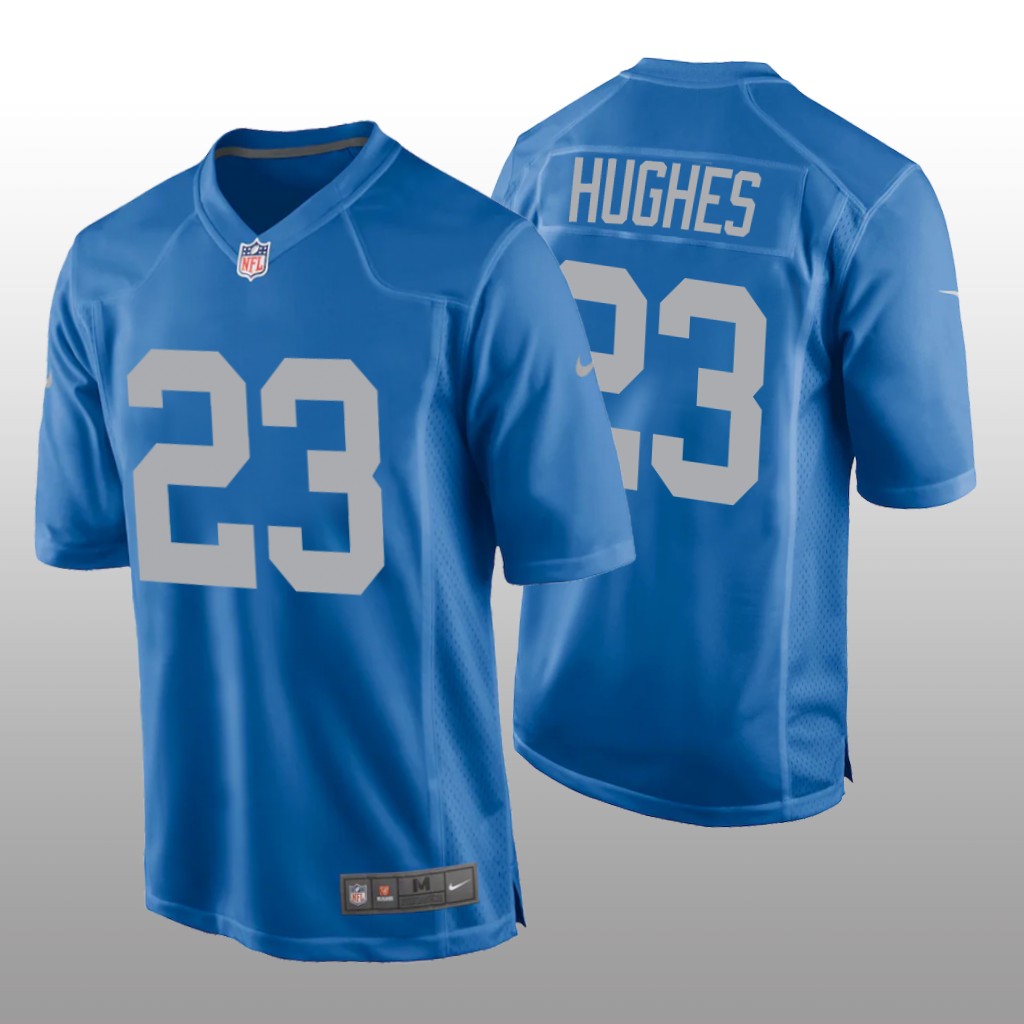 Detroit Lions Mike Hughes Blue Jersey Throwback Game - Men's
