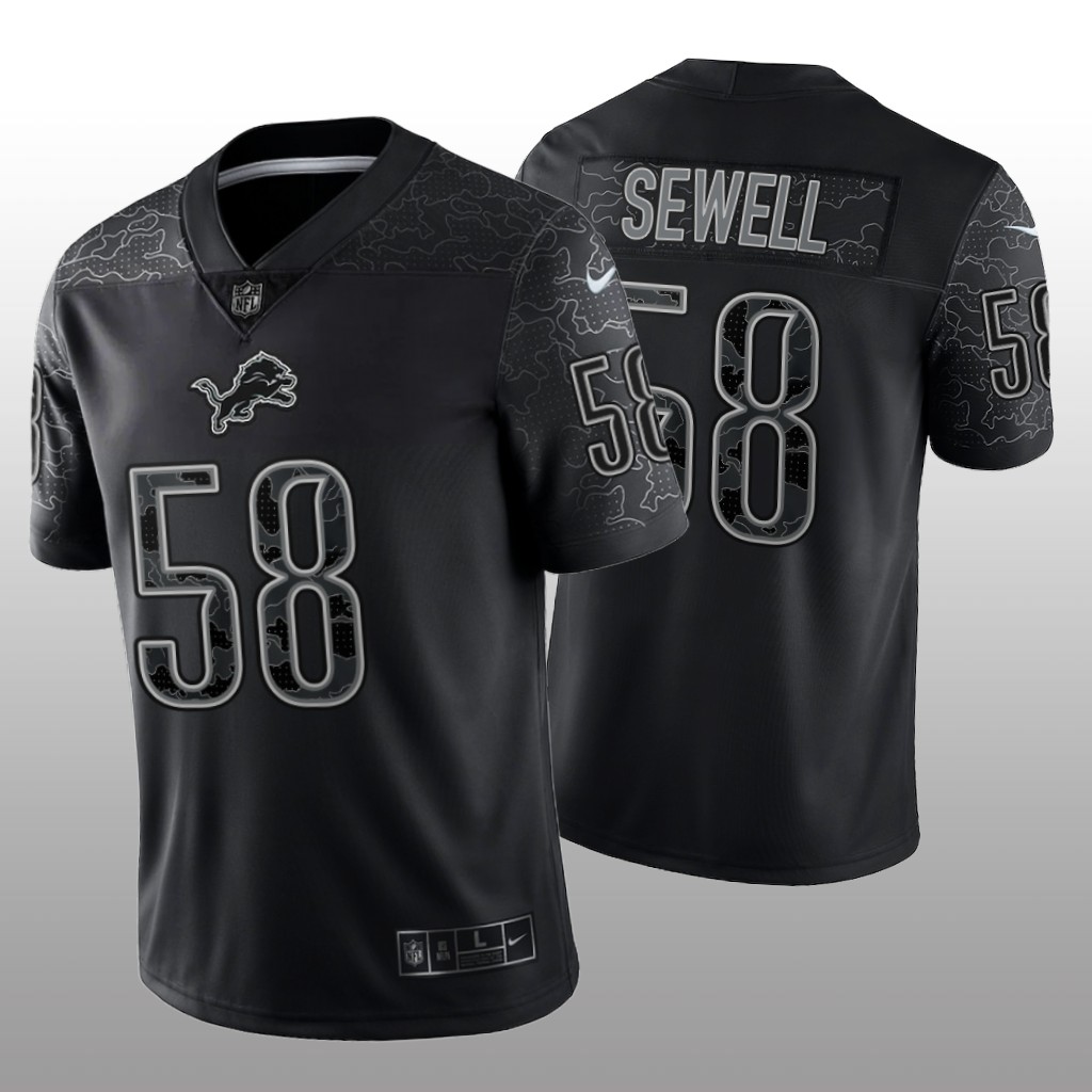 Detroit Lions Penei Sewell Black Jersey Reflective Limited  - Men's