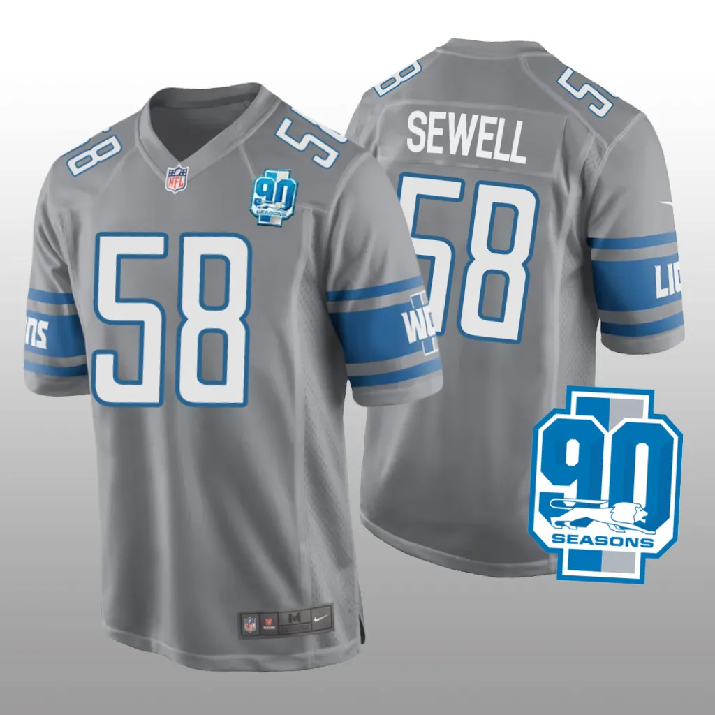 Detroit Lions Penei Sewell Silver Game 90th Season - Men's