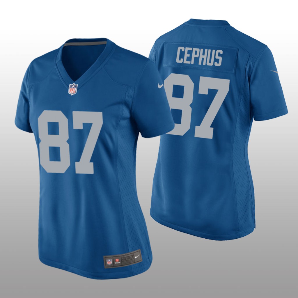 Detroit Lions Quintez Cephus Blue Jersey Throwback Game - Women's