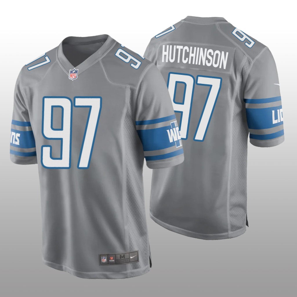 Detroit Lions Silver 2022 NFL Draft Aidan Hutchinson Game Jersey