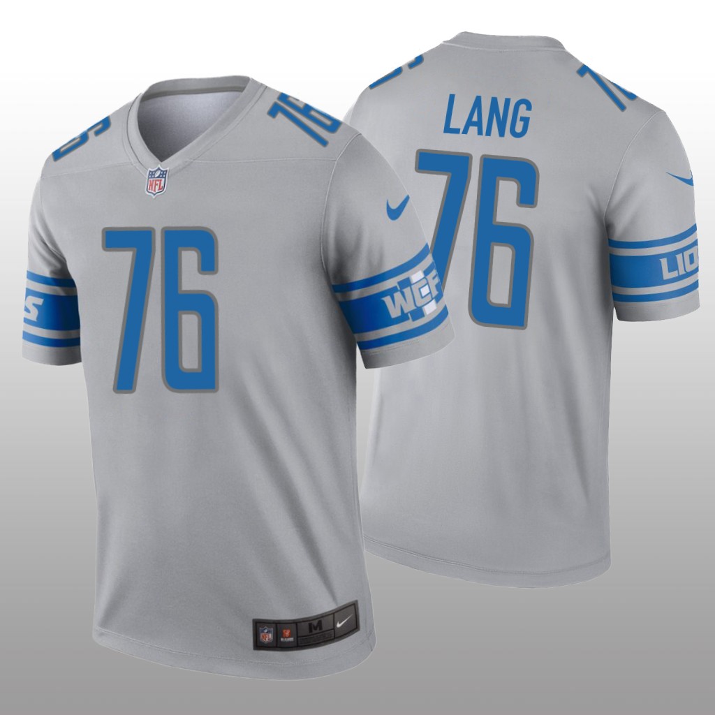 Detroit Lions T.J. Lang Gray Jersey Inverted Legend - Men's