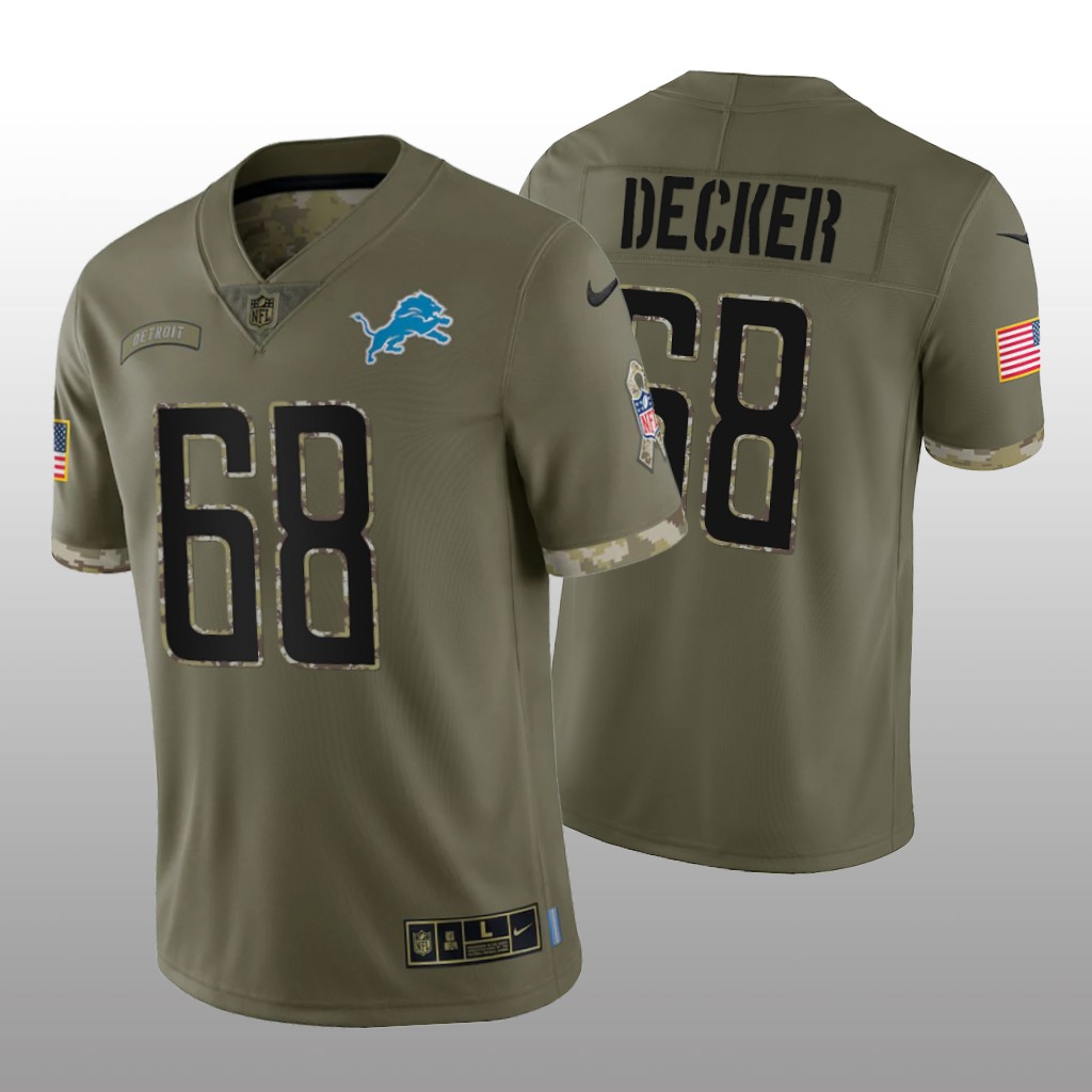 Detroit Lions Taylor Decker Olive Limited Jersey 2022 Salute To Service - Men's
