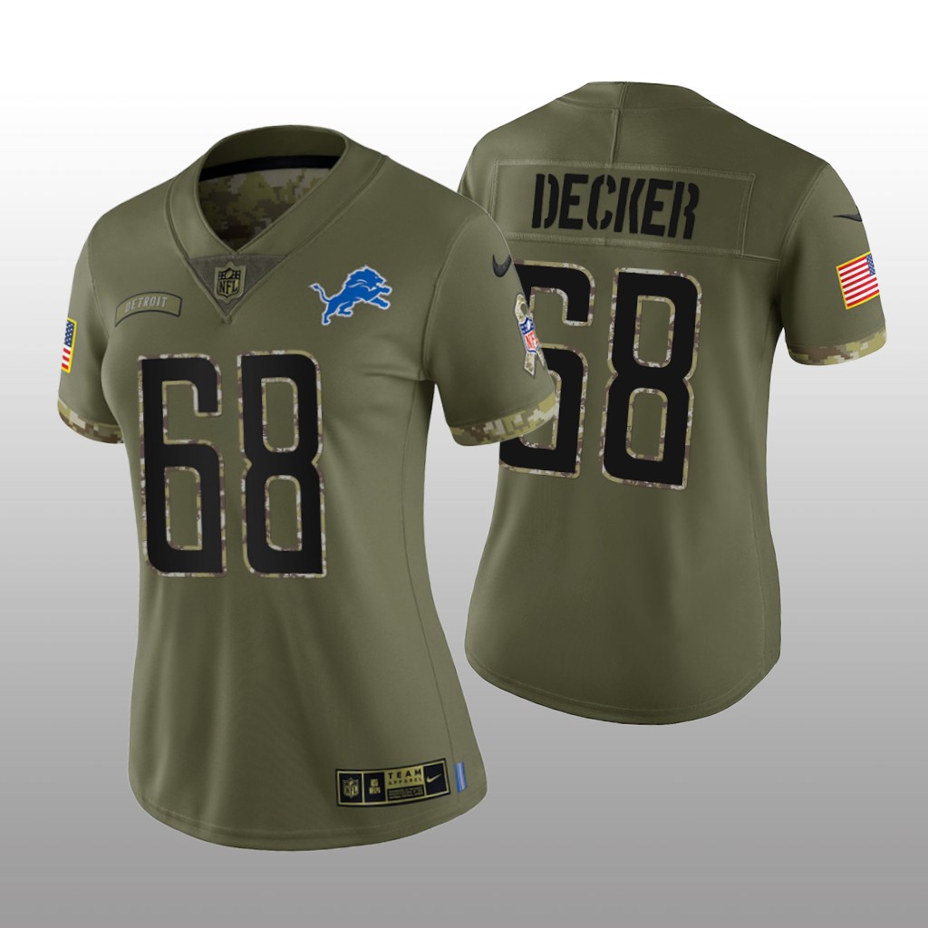 Detroit Lions Taylor Decker Olive Limited Jersey 2022 Salute To Service - Women's