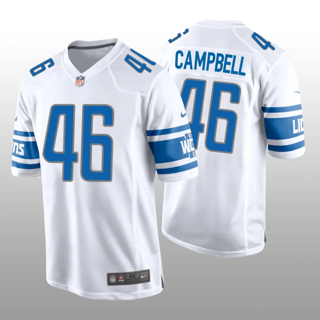 Detroit Lions White 2023 NFL Draft Jack Campbell Game Jersey
