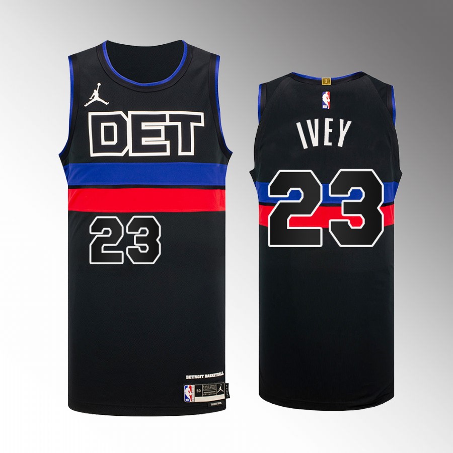 Detroit Pistons #23 Jaden Ivey Black Jersey 2022-23 Statement Edition