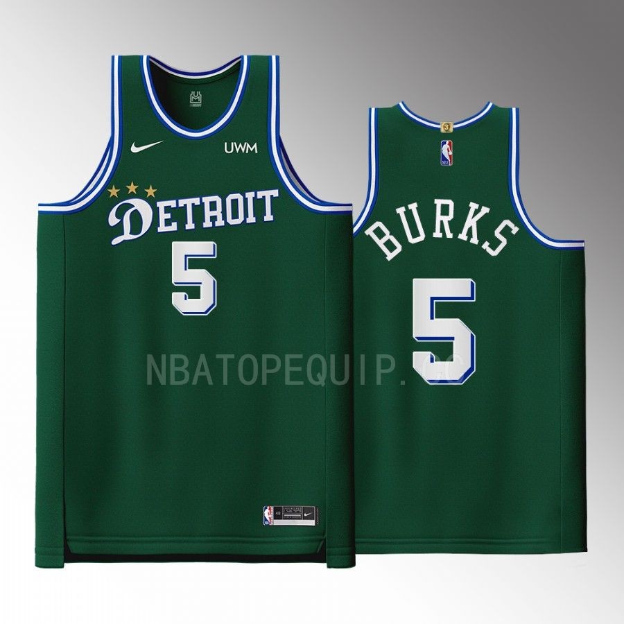 Detroit Pistons #5 Alec Burks Green Jersey 2022-23 City Edition