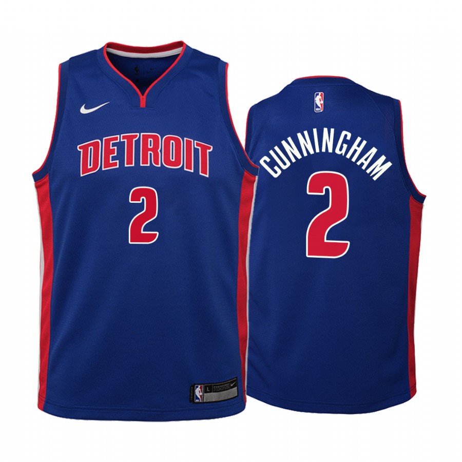 Detroit Pistons Cade Cunningham 2021 NBA Draft No.1 Blue Youth Jersey Icon Edition #2