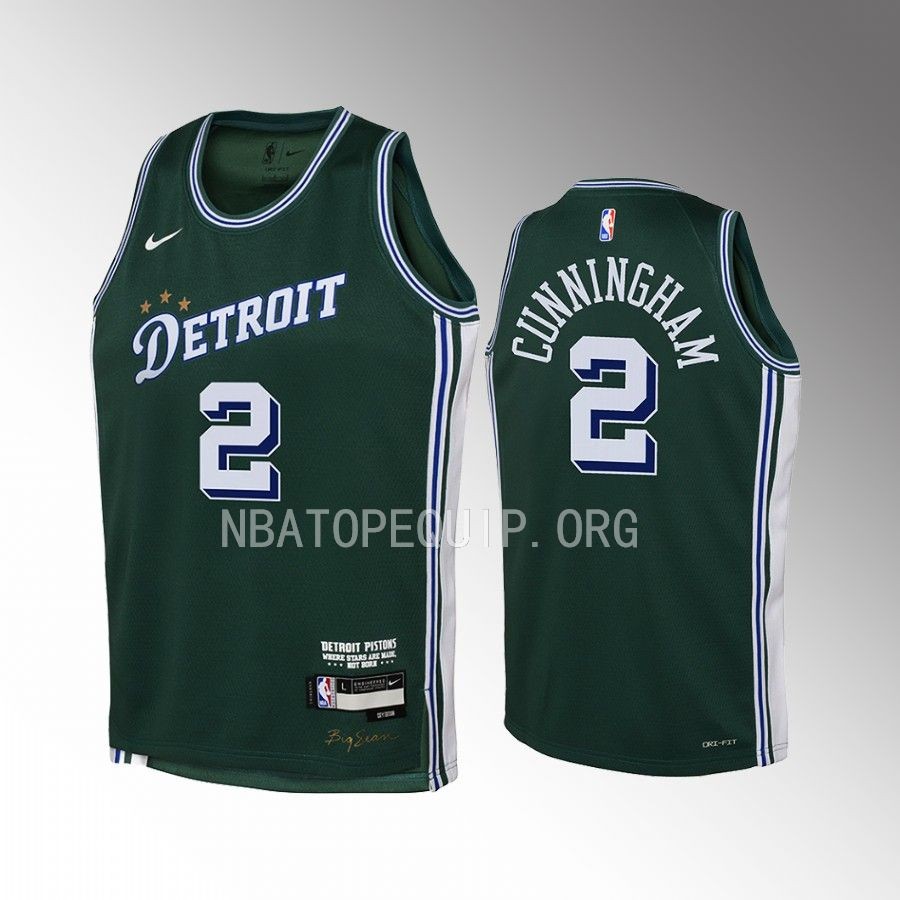 Detroit Pistons Cade Cunningham City Edition Green Youth Jersey Swingman #2