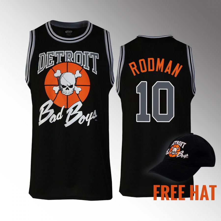 Detroit Pistons Dennis Rodman Bad Boys Jersey #10 Fashion Tank Black Jersey shirt