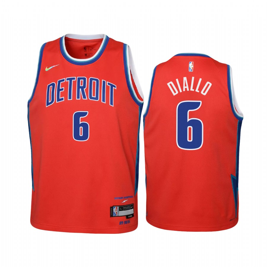 Detroit Pistons Hamidou Diallo City Edition Red Youth Jersey Diamond 75th Anniversary #6