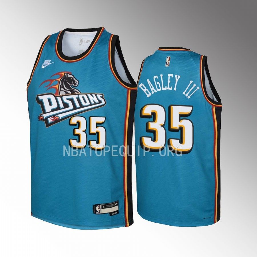 Detroit Pistons Marvin Bagley III Classic Edition Teal Youth Jersey Swingman #35
