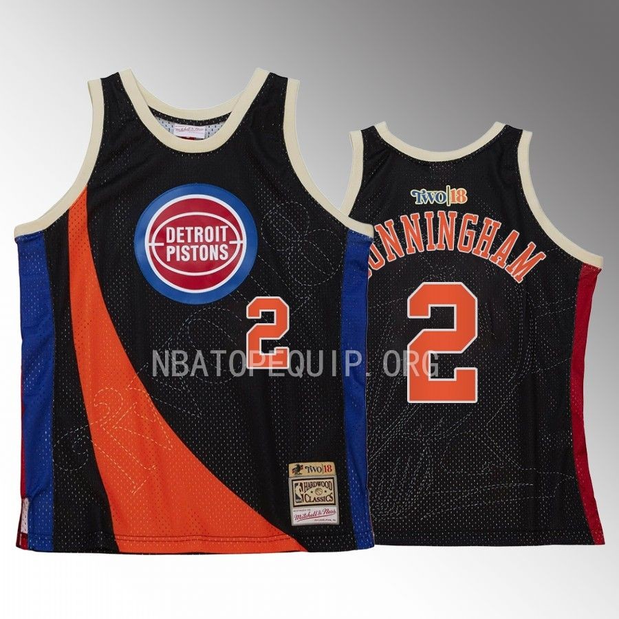 Detroit Pistons My Towns Two Cade Cunningham Black #2 Jersey Hardwood Classics
