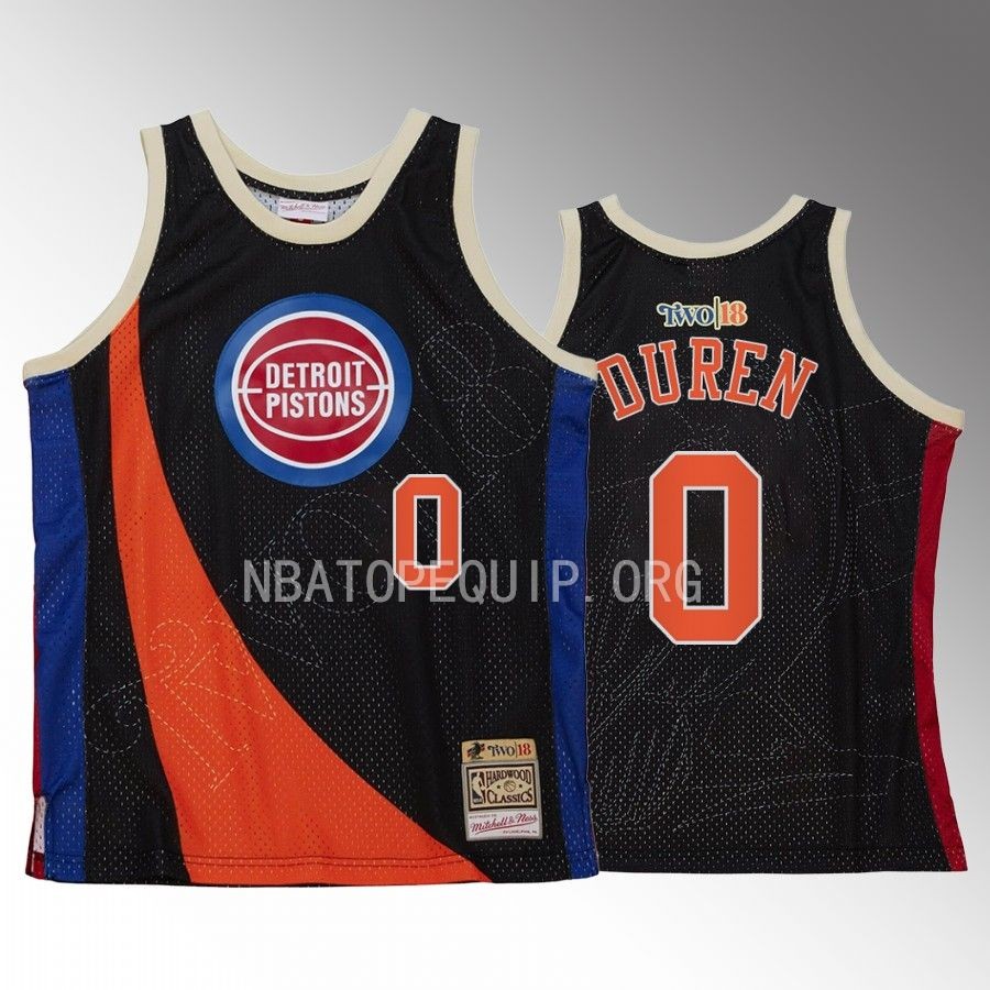 Detroit Pistons My Towns Two Jalen Duren Black #0 Jersey Hardwood Classics