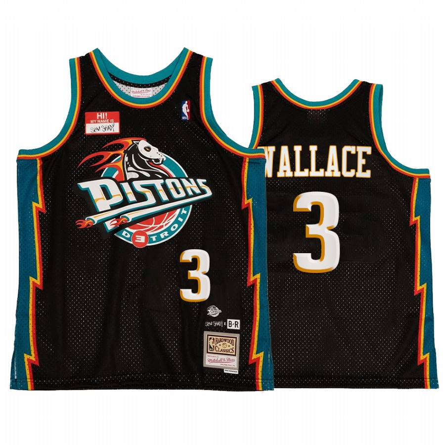 Detroit Pistons NBA BR Remix Ben Wallace Black Jersey HWC Limited Edition