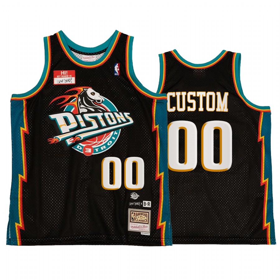 Detroit Pistons NBA BR Remix Custom Black Jersey HWC Limited Edition
