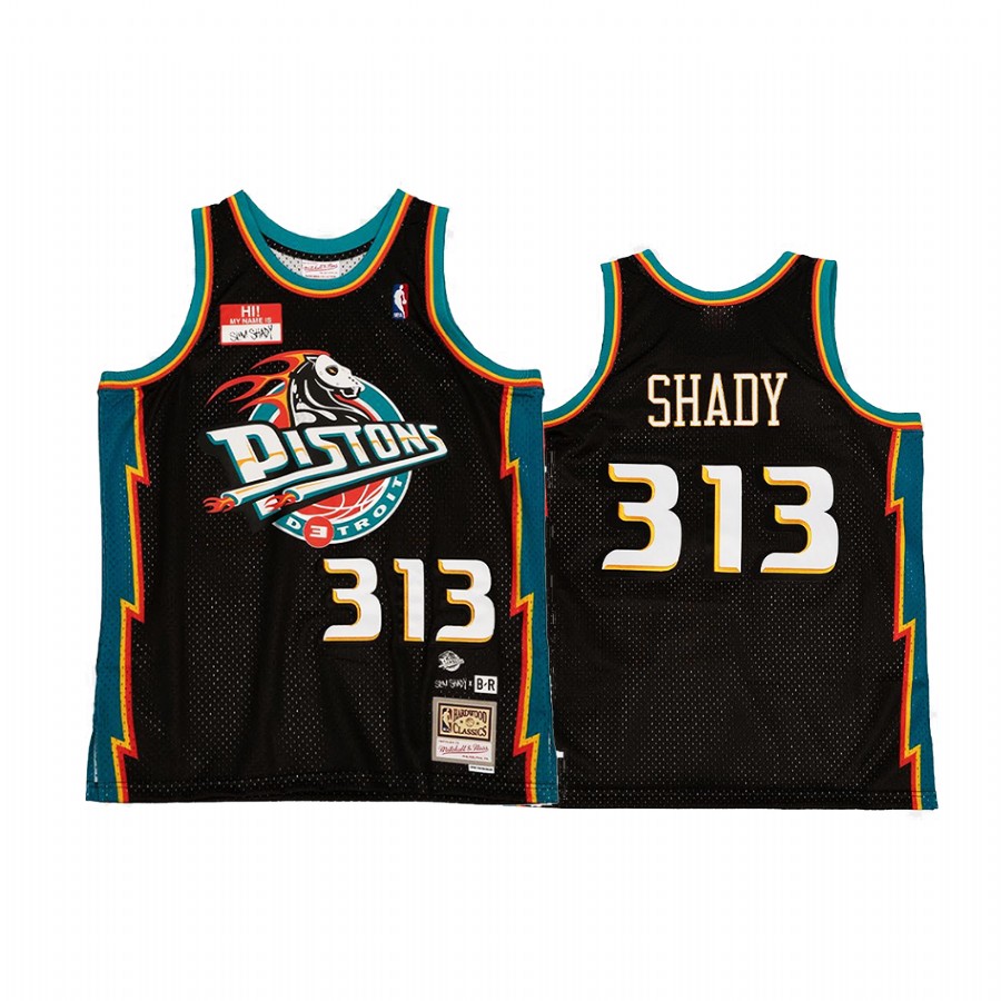 Detroit Pistons X Eminem NBA BR Remix Shady Black Jersey HWC Limited Edition