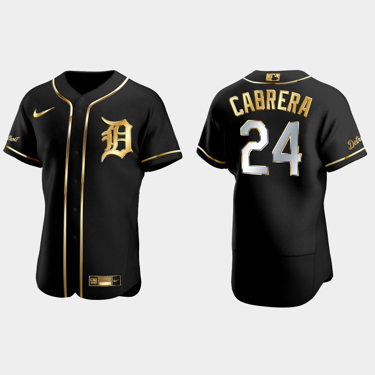 Detroit Tigers #24 Miguel Cabrera Golden Edition Jersey - Black