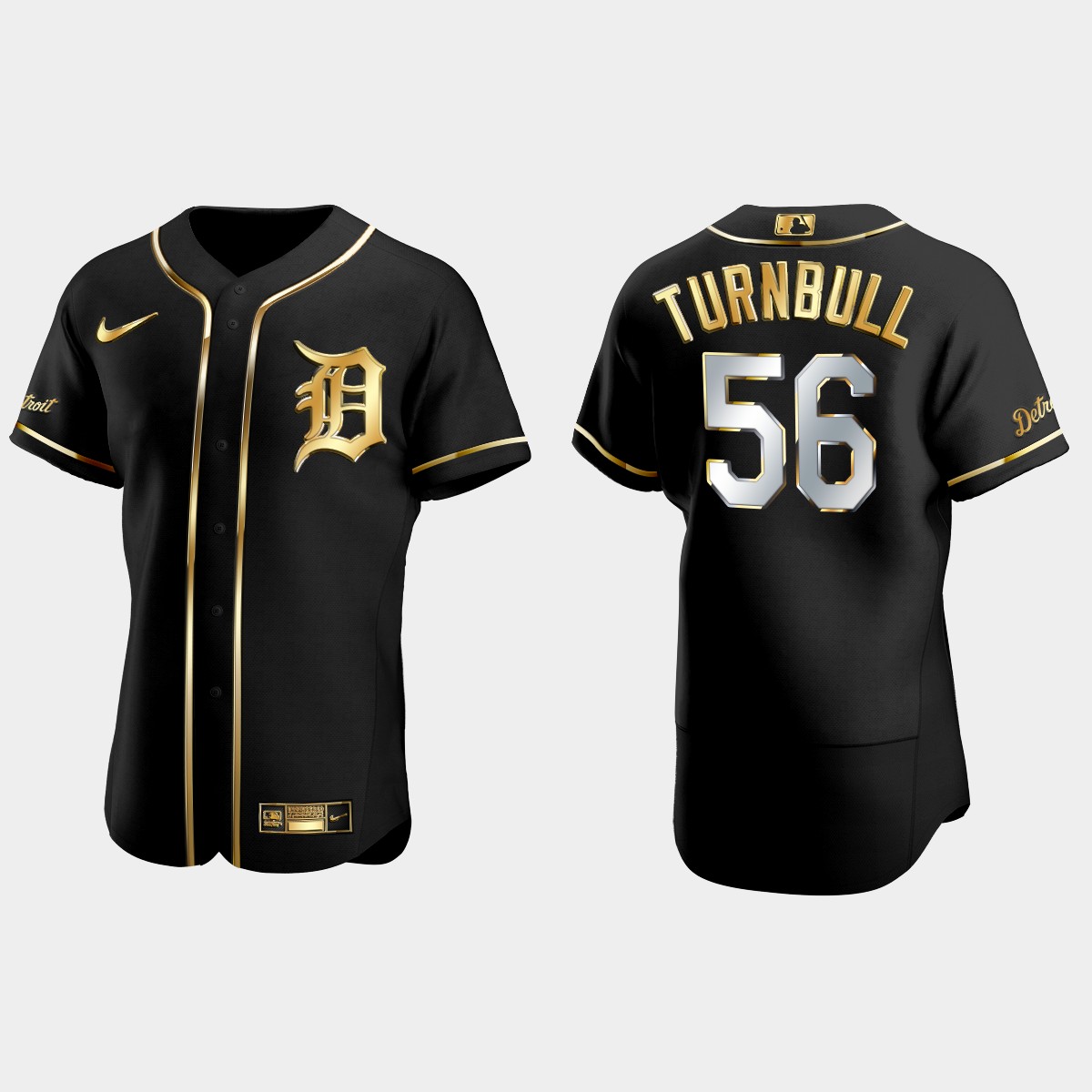 Detroit Tigers #56 Spencer Turnbull Golden Edition Jersey - Black