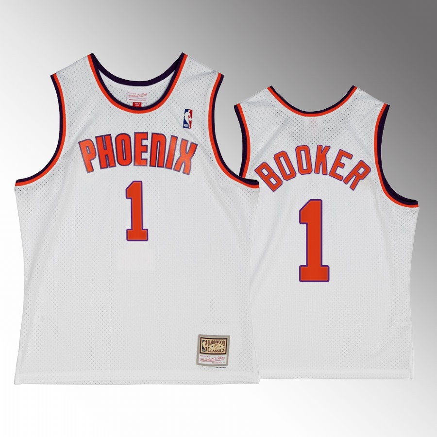 Devin Booker #1 Phoenix Suns Alternate White Hardwood Classics Jersey