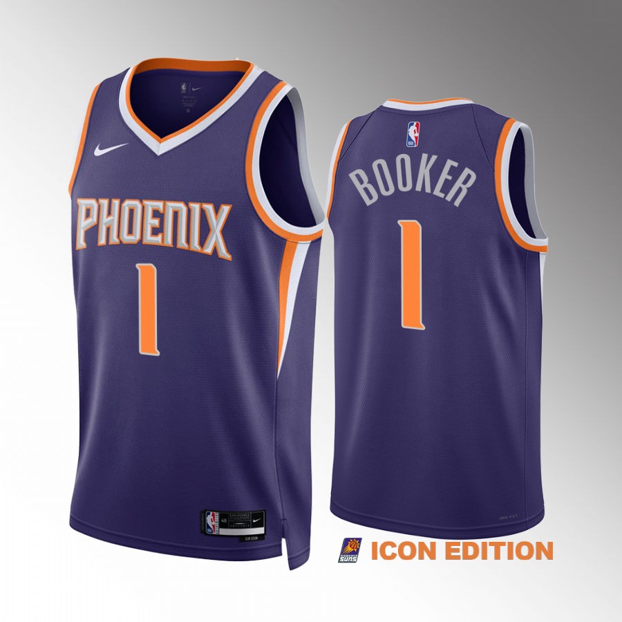 Devin Booker 2022-23 Phoenix Suns Purple #1 Icon Edition Jersey Swingman
