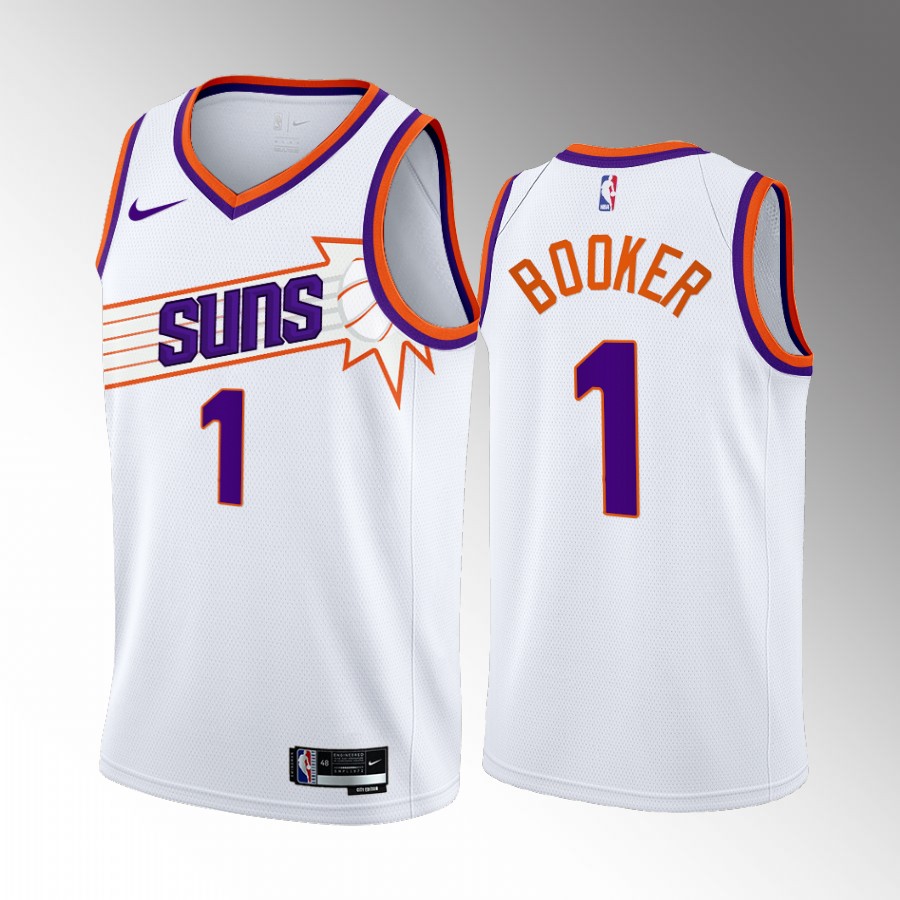 Devin Booker 2023-24 Phoenix Suns White #1 Association Edition Jersey Swingman
