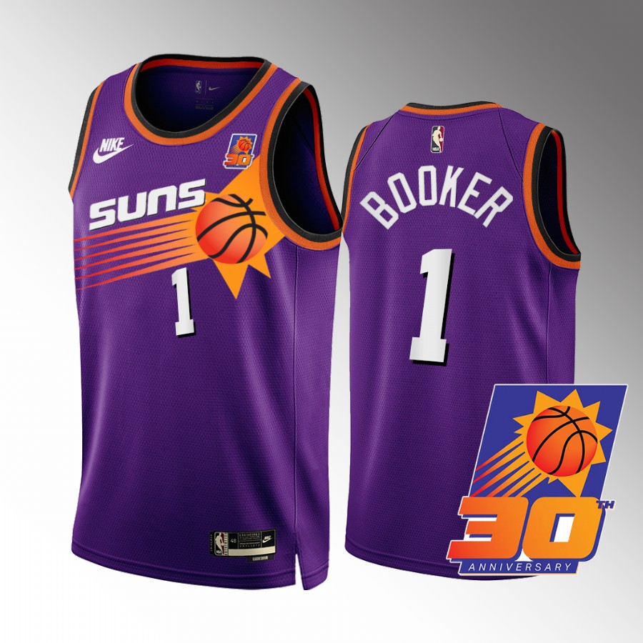 Devin Booker Phoenix Suns #1 Purple Jersey 30th Anniversary Classic Edition