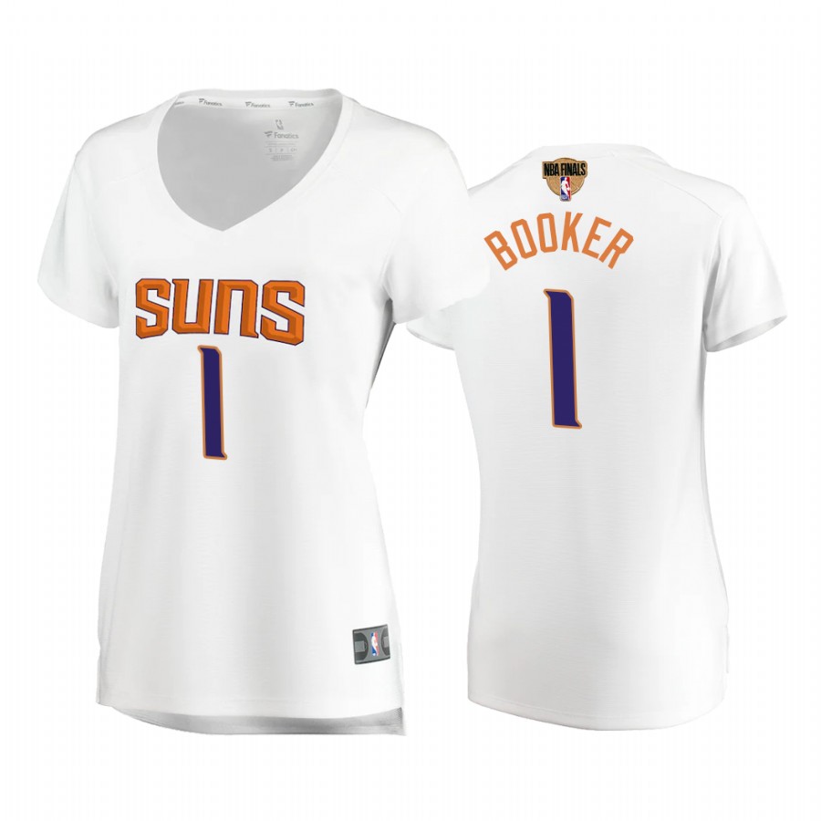 Devin Booker Phoenix Suns #1 White 2021 NBA Finals Women Jersey Association Edition