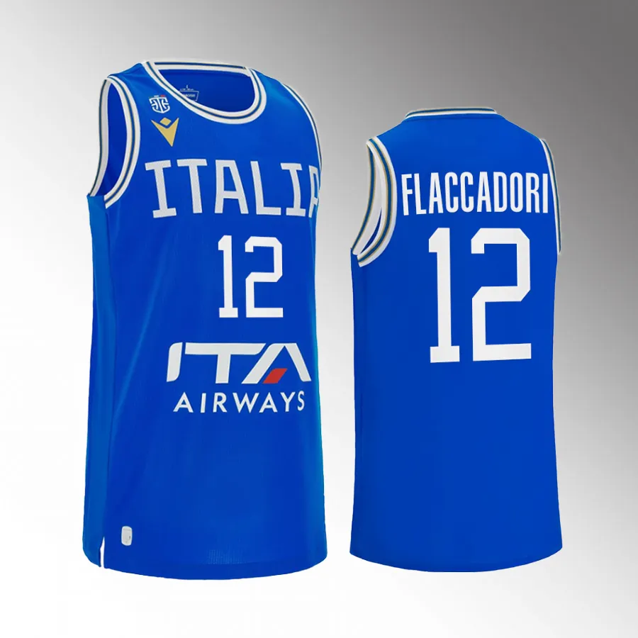 Diego Flaccadori Italy  2023 FIBA World Cup Blue Jersey Home #12