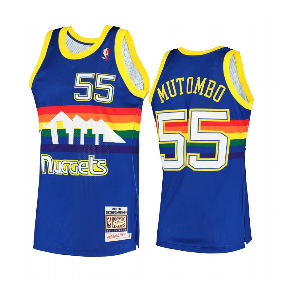 Dikembe Mutombo #55 Denver Nuggets Royal 1991 Hardwood Classics Jersey