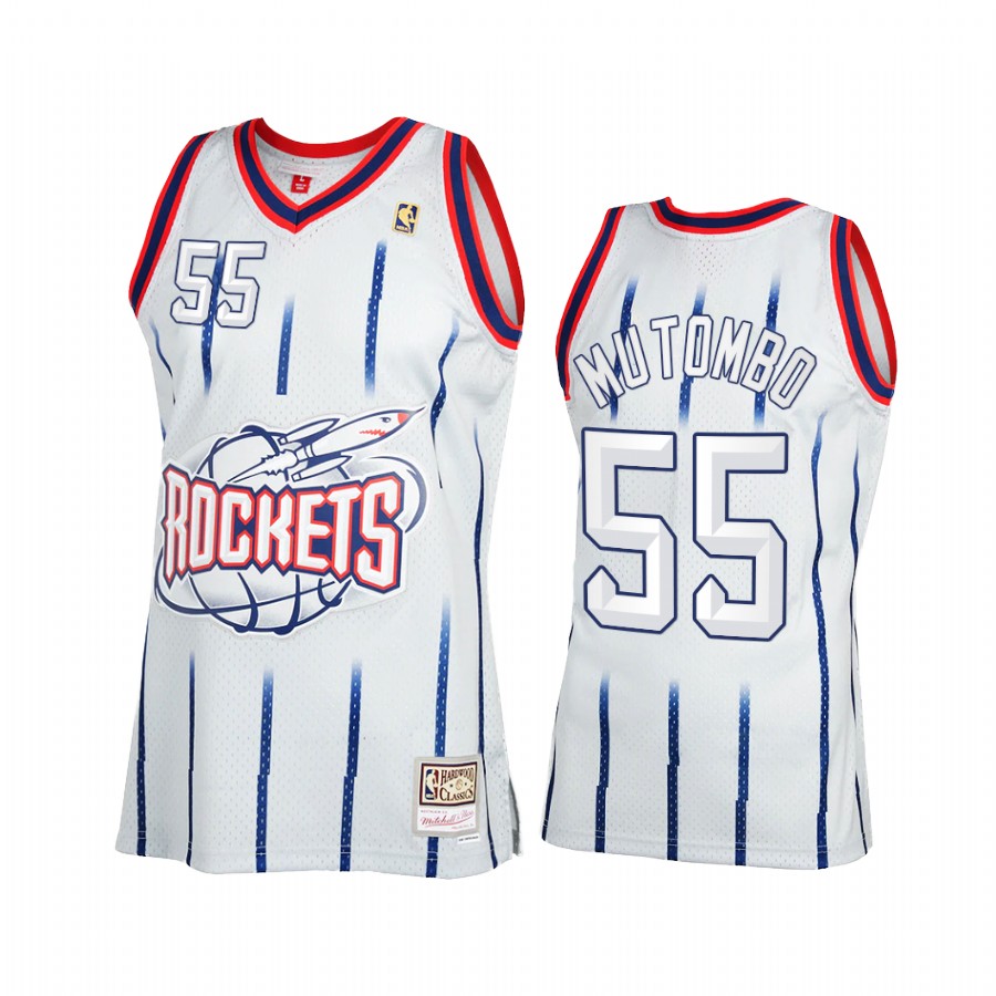 Dikembe Mutombo 55 Houston Rockets 2021 Reload 2.0 Gray Jersey Throwback