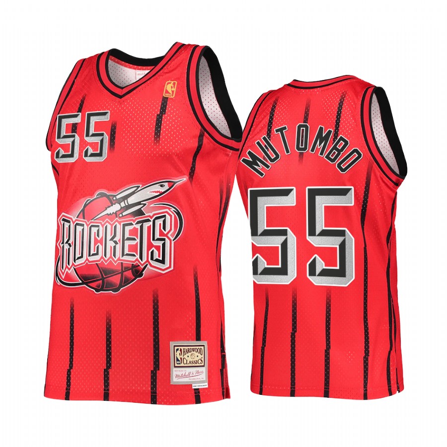 Dikembe Mutombo 55 Houston Rockets Reload 2.0 Red Jersey Throwback 90s