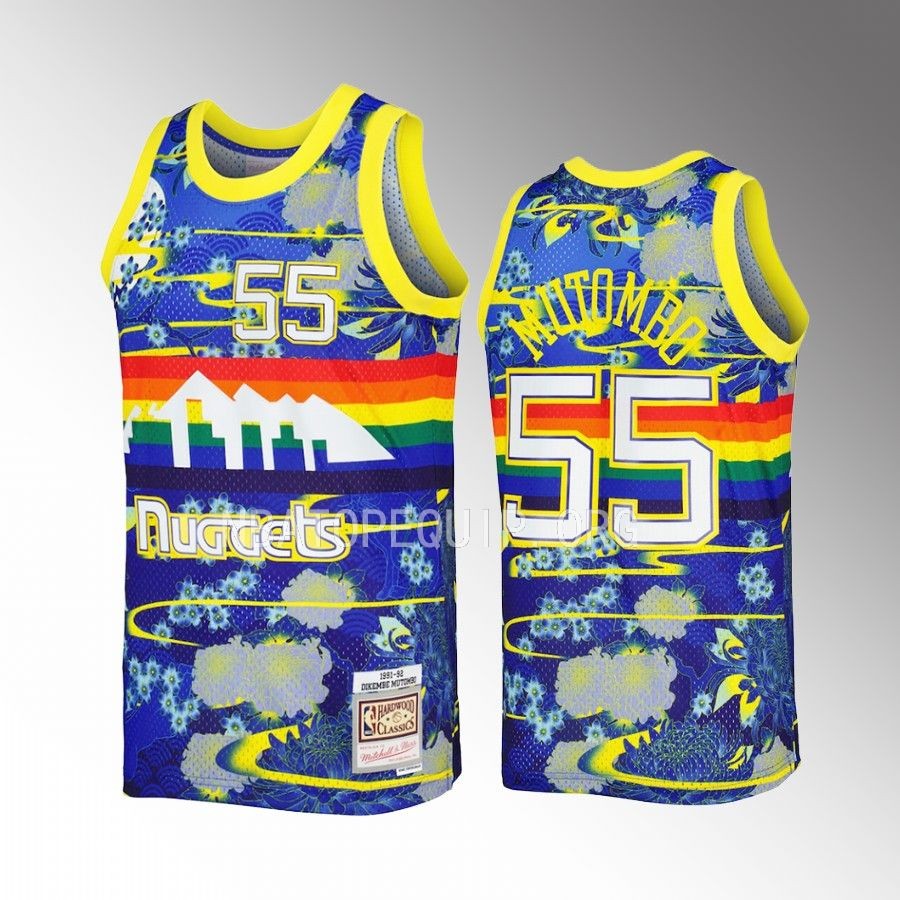 Dikembe Mutombo Denver Nuggets #55 2023 Lunar New Year Jersey Blue Hardwood Classics Men