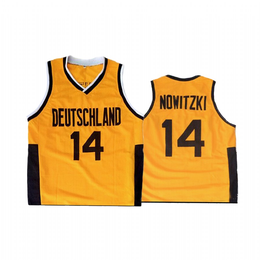 Dirk Nowitzki #14 Germany Team Youth Yellow Deutschland Jersey