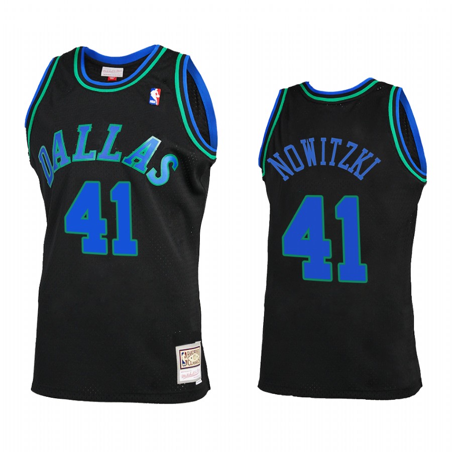 Dirk Nowitzki 41 Dallas Mavericks 2021 Reload 2.0 Black Jersey Throwback
