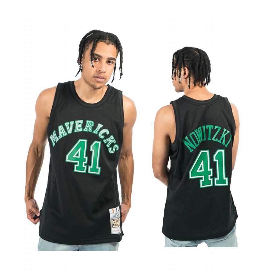 Dirk Nowitzki 41 Dallas Mavericks Legends Reload Black Jersey HWC Throwback