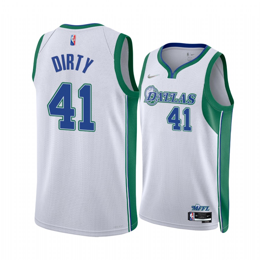 Dirk Nowitzki Dirty Mavericks Nickname Diamond Edition White Jersey 2022