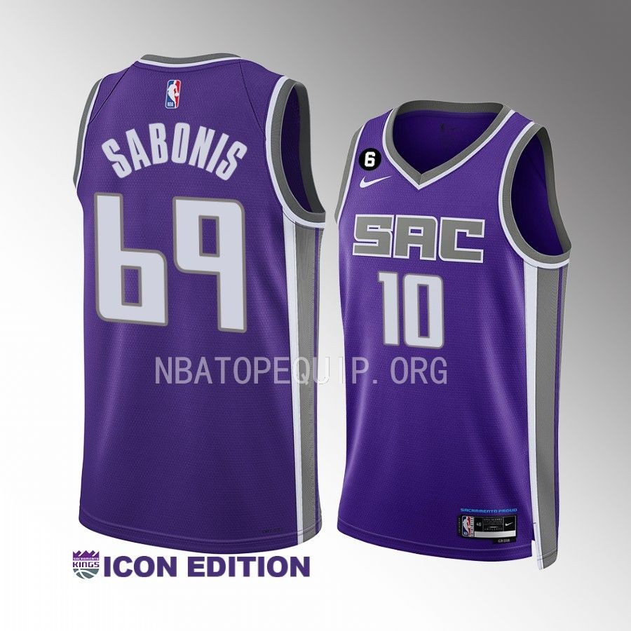 Domantas Sabonis No.69 Sacramento Kings #10 Purple Jersey Icon Edition