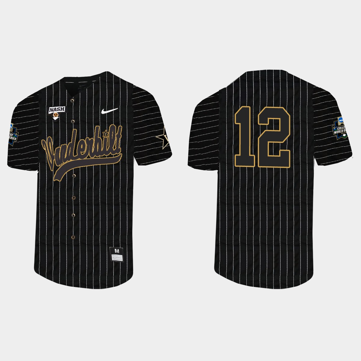 Dominic Keegan Vanderbilt Commodores 2021 College World Series Pinstripe  Jersey - Black