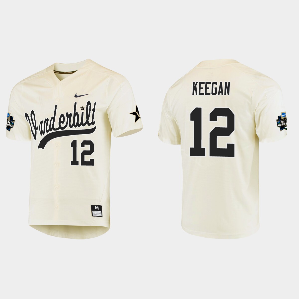 Dominic Keegan Vanderbilt Commodores College World Series  Jersey - Cream