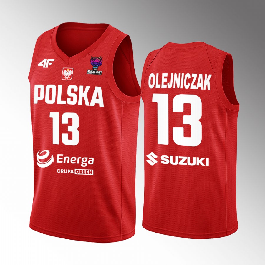 Dominik Olejniczak Poland FIBA EuroBasket 2022 Red Jersey Away #13