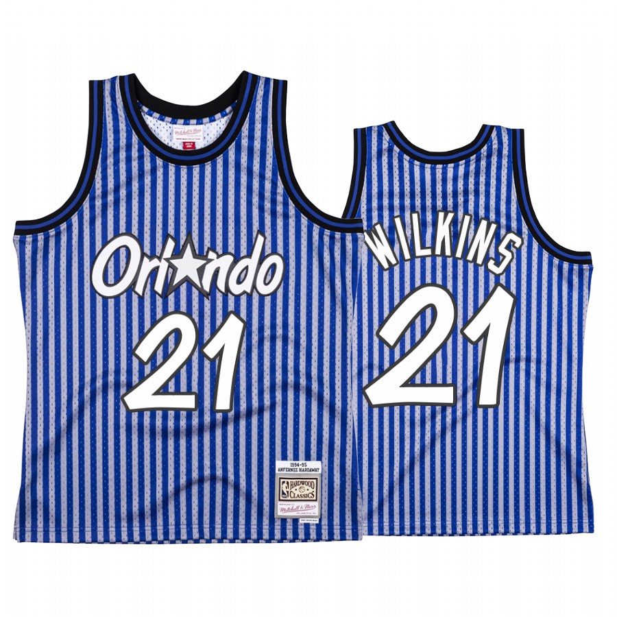 Dominique Wilkins #21 Orlando Magic Blue Stars and Stripes Jersey