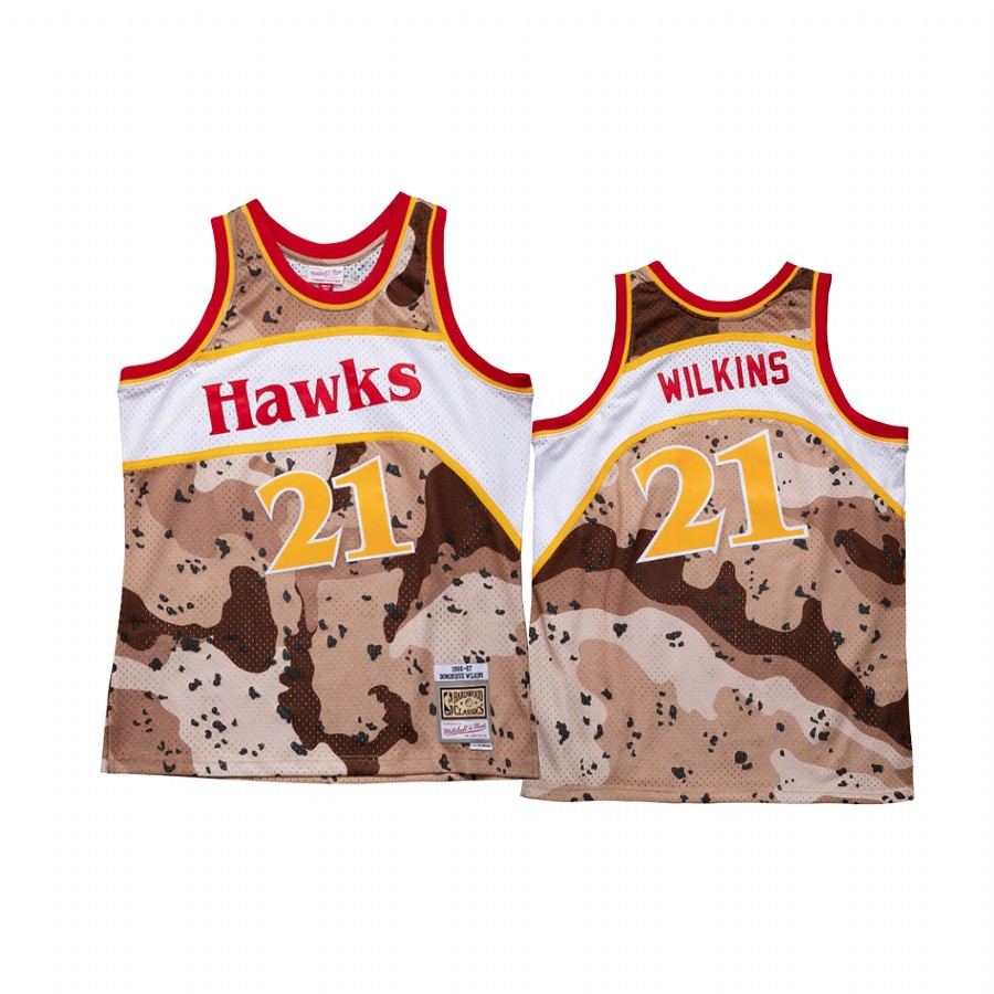 Dominique Wilkins 21 Atlanta Hawks Reflective Camo Jersey NBA 75 Greatest players